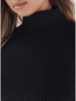 Dámský žebrovaný svetr s krátkým rukávem GIRLGLORY black FashionStreet MY2552