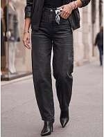 Dámské džíny s vysokým pasem a balónovým střihem, černé, FashionStreet UY3131 Dámské džíny s vysokým pasem a balónovým střihem, černé, FashionStreet UY3131