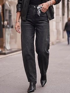 Dámské džíny s vysokým pasem a balónovým střihem, černé, FashionStreet UY3131
