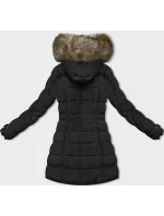 Černá dámská zimní bunda s kožešinovou podšívkou (LHD-23063)