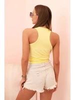 Dámská tílko z bavlny s kulatým výstřihem žlutá