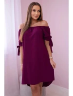 Šaty vázané na rukávech švestka Šaty vázané na rukávech švestka