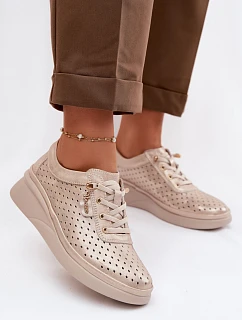 Kožené Ažurové Dámské Polobotky Vinceza 79603 Zlaté