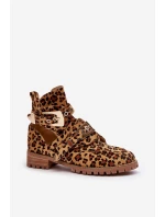 Dámské Kotníkové Boty Lu Boo Semišové s vykrojením Leopard Rock Girl