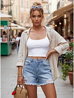 Dámské džínové šortky s dírami modré FashionStreet SY0493