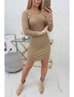 Šaty s ozdobnými knoflíky camel