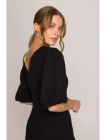 S399 Šaty s puff rukávy - černé