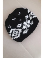 Dámská zimní čepice s norským vzorem a silným pletením K351 černý+bílý