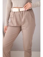 Dámské bavlněné kalhoty s páskem a ohrnutými nohavicemi fango