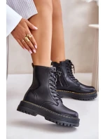 Zateplené botky workerky z eko kůže na zip černé Naleli