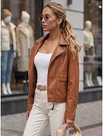 Dámská hnědá kožená bunda ve stylu Ramones od FashionStreet TY5715