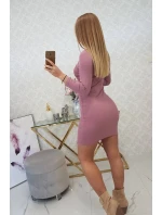 Šaty s ozdobnými knoflíky tmavě růžové Šaty s ozdobnými knoflíky tmavě růžové