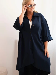 Dámský plášť Plus Size Punto s bavlnou a knoflíky granátová