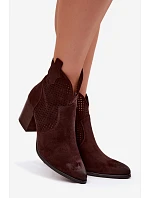 Dámské perforované kotníkové boty Vinceza 58640 Čokoládové