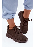 Lehké sportovní slip-on boty dámské textilní Big Star UU274055 Čokoládové Lehké sportovní slip-on boty dámské textilní Big Star UU274055 Čokoládové