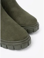 Trendy  kotníčkové boty zelené dámské platforma