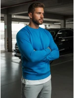 Pánská hladká modrá mikina FashionStreet BX4386