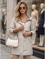 Dámská přechodová bunda typu parka s kapucí, béžová, FashionStreet TY5812 Dámská přechodová bunda typu parka s kapucí, béžová, FashionStreet TY5812