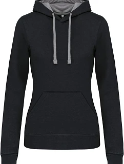 Kariban K 465 Dámská mikina s kontrastní kapucí 20.K465 black/fine grey