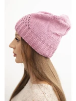 Dámská zimní pletená čepice s ozdobným vzorem a kamínky K449 fialová světlá