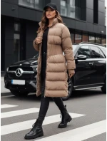 Dámská zimní dlouhá prošívaná bunda FABWARM béžová FashionStreet TY4621 Dámská zimní dlouhá prošívaná bunda FABWARM béžová FashionStreet TY4621