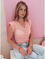 Dámská krátká halenka SELFINA světle růžová FashionStreet MY2438