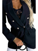 Elegantní černé dámské sako se zlatými knoflíky 480-1