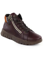 Dámské kožené traperky vínové Rieker N1305-35 Dámské kožené traperky vínové Rieker N1305-35