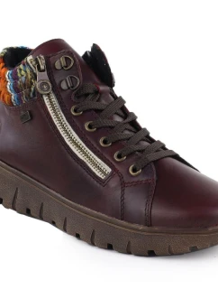 Dámské kožené traperky vínové Rieker N1305-35