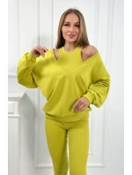 3-dílný set halenka + top + legíny kiwi