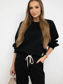 Komplet máslová látka teplákové + kalhoty černý