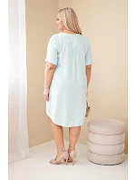 Dámské viskózové šaty Plus Size s krátkým rukávem a výstřihem do V mentolová