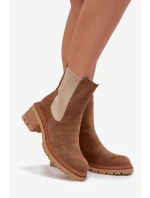 Dámské zateplené chelsea boty na klínovém podpatku tmavě béžové Zoralia Dámské zateplené chelsea boty na klínovém podpatku tmavě béžové Zoralia