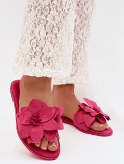 Dámské ploché nazouváky s ozdobnými květinami Fuksie Elzoria