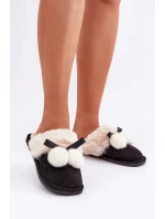 Dámské Pantofle S Kožešinou Černé Nartani