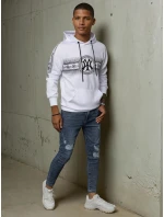 Pánská mikina s kapucí s potiskem bílá FashionStreet BX5567