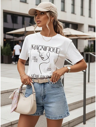 Dámské bavlněné tričko ERION ecru FashionStreet RY2503