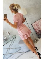 Šaty s vázaným výstřihem do V tmavě růžové