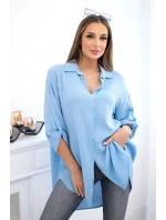 Bavlněná mušelínová košile modrý