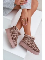 Dámské sněhule s leopardím vzorem na platformě zateplené kožíškem hnědé Xamella