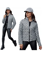 Dámská přechodová bunda se kšiltovkou TY4505 černo-bílá - FashionStreet Dámská přechodová bunda se kšiltovkou TY4505 černo-bílá - FashionStreet