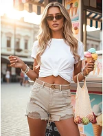 Dámské šortky POPGLAM beige FashionStreet SY0399