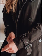 Dámský dlouhý kabát s páskem SLIMFOTA černý FashionStreet NY0747 Dámský dlouhý kabát s páskem SLIMFOTA černý FashionStreet NY0747