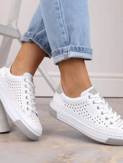 Rieker W RKR642 bílá kožená prolamovaná obuv