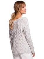 Svetr s výstřihem Bateau M511 šedý - Moe Svetr s výstřihem Bateau M511 šedý - Moe