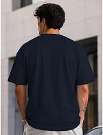 Pánské basic oversize tmavě modré bavlněné tričko FashionStreet RX5684