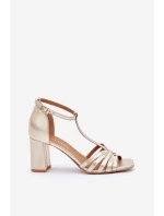 Sandály Z Přírodní Kůže Na Podpatku Laura Messi 2766