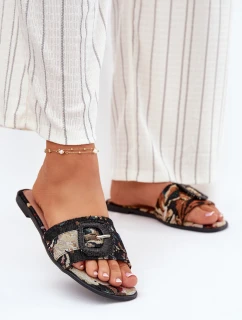 Ploché Dámské Pantofle S Dekorativní Přezkou Černé Clariola