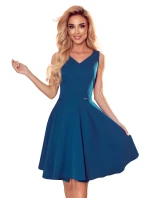 Rozšířené dámské šaty v mořské barvě s výstřihem ve tvaru srdce 114-15