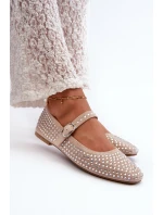 Eko Zamszové Baletky Ozdobené Džetem Béžové Tinara